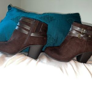 Torrid 12W Suede and Leather Brown 3inch Heeled Booties